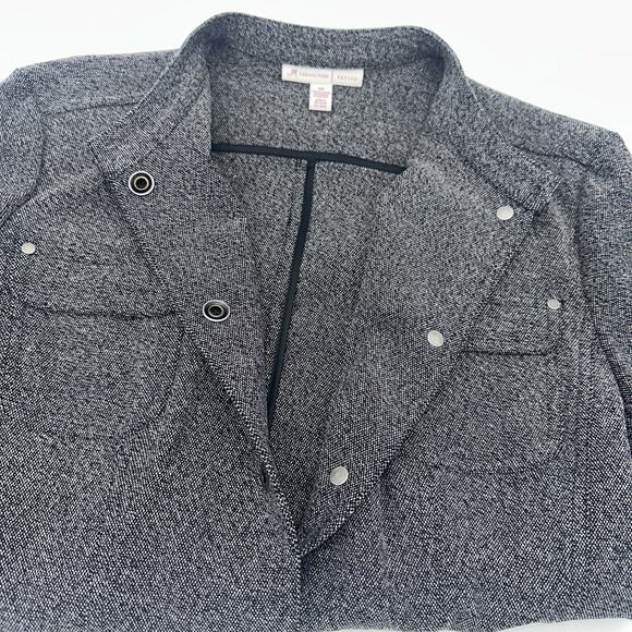 JM Collection Gray Matters Blk Wht Tweed Knit Jacket Size 16P New With Tags - Picture 5 of 10